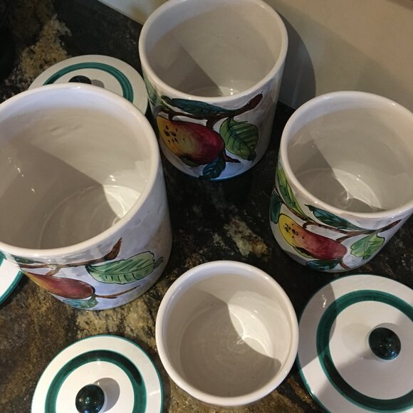 Vintage Italian Handpainted Red Clay Four Piece Cannister Set - Picture 7 of 16